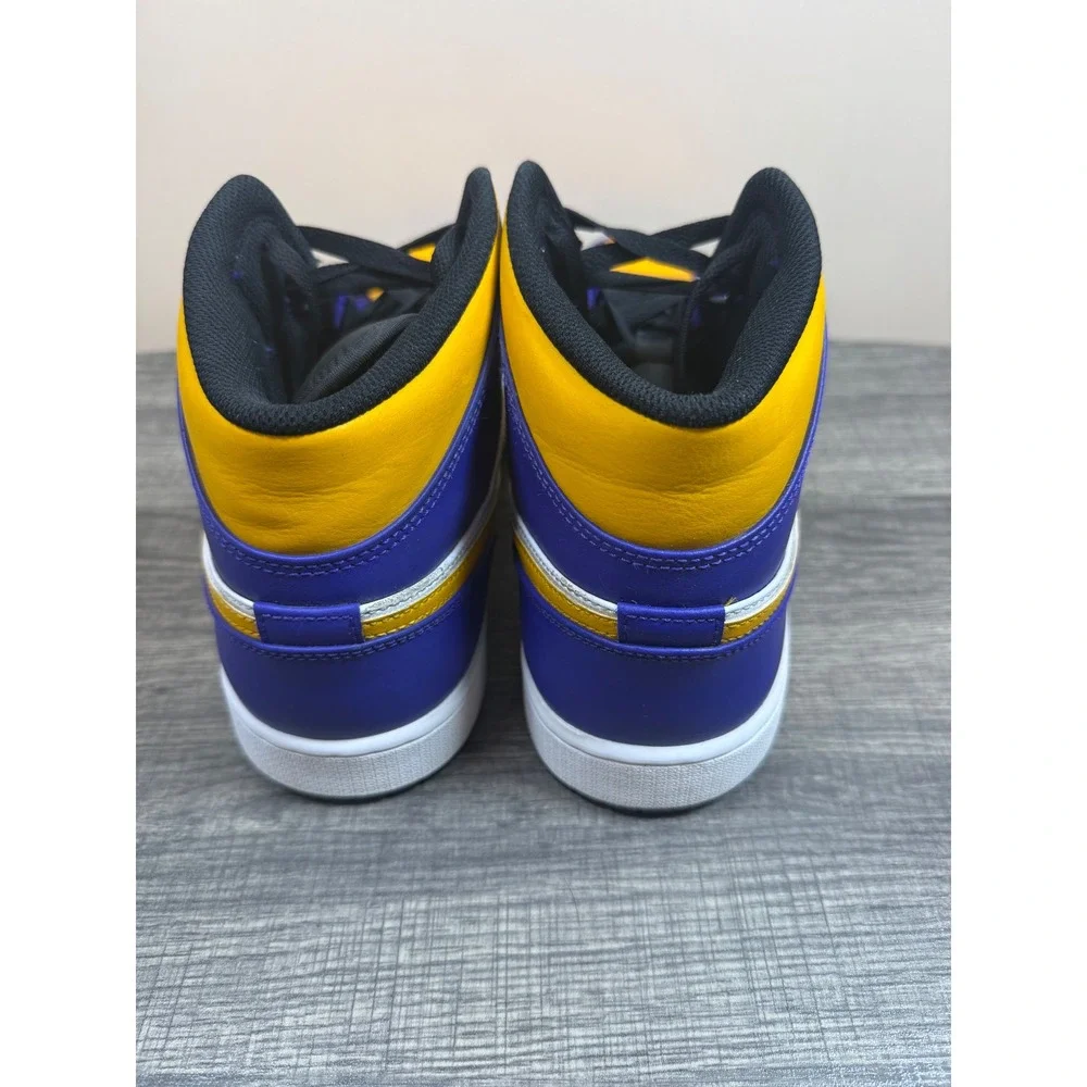 Nike Air Jordan 1 Mid Lakers Gold Purple White 554724-708 Mens 12